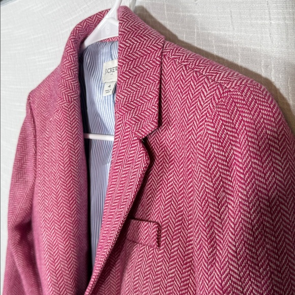 J. Crew herringbone pink wool blazer size 4 - Picture 5 of 8